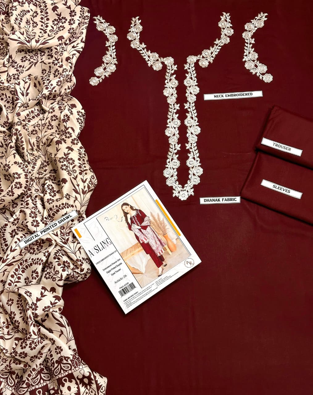 DHANAK 3PC EMBROIDERED 009