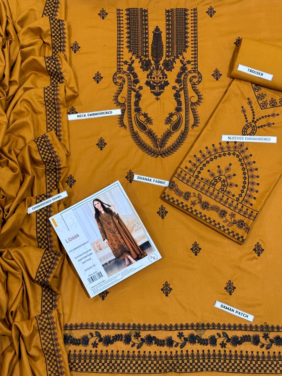 Dhanak embedded MEHNDI 3 Piece. D#001