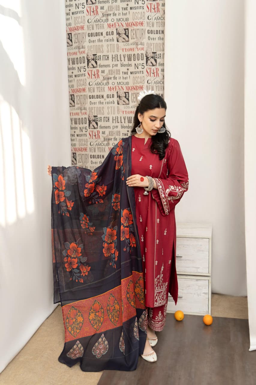 DHANAK 3PC EMBROIDERED 003