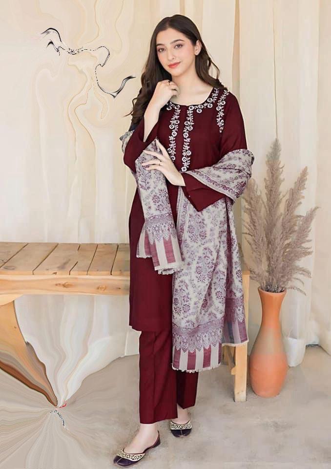 DHANAK 3PC EMBROIDERED 009