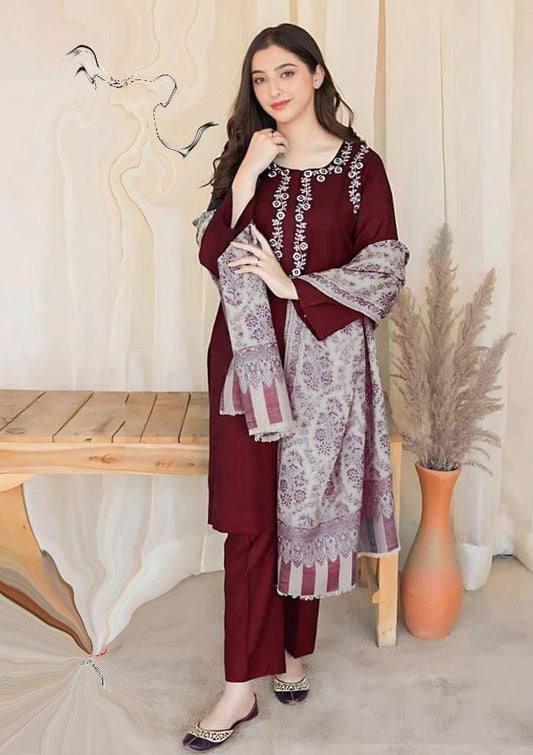 DHANAK 3PC EMBROIDERED 009