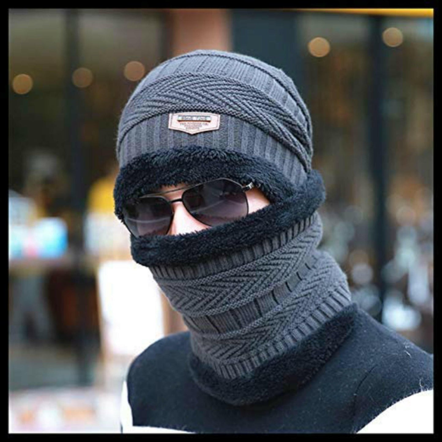 Beanie Wool Cap With Neck Warmer. Full Set-2 Pieces