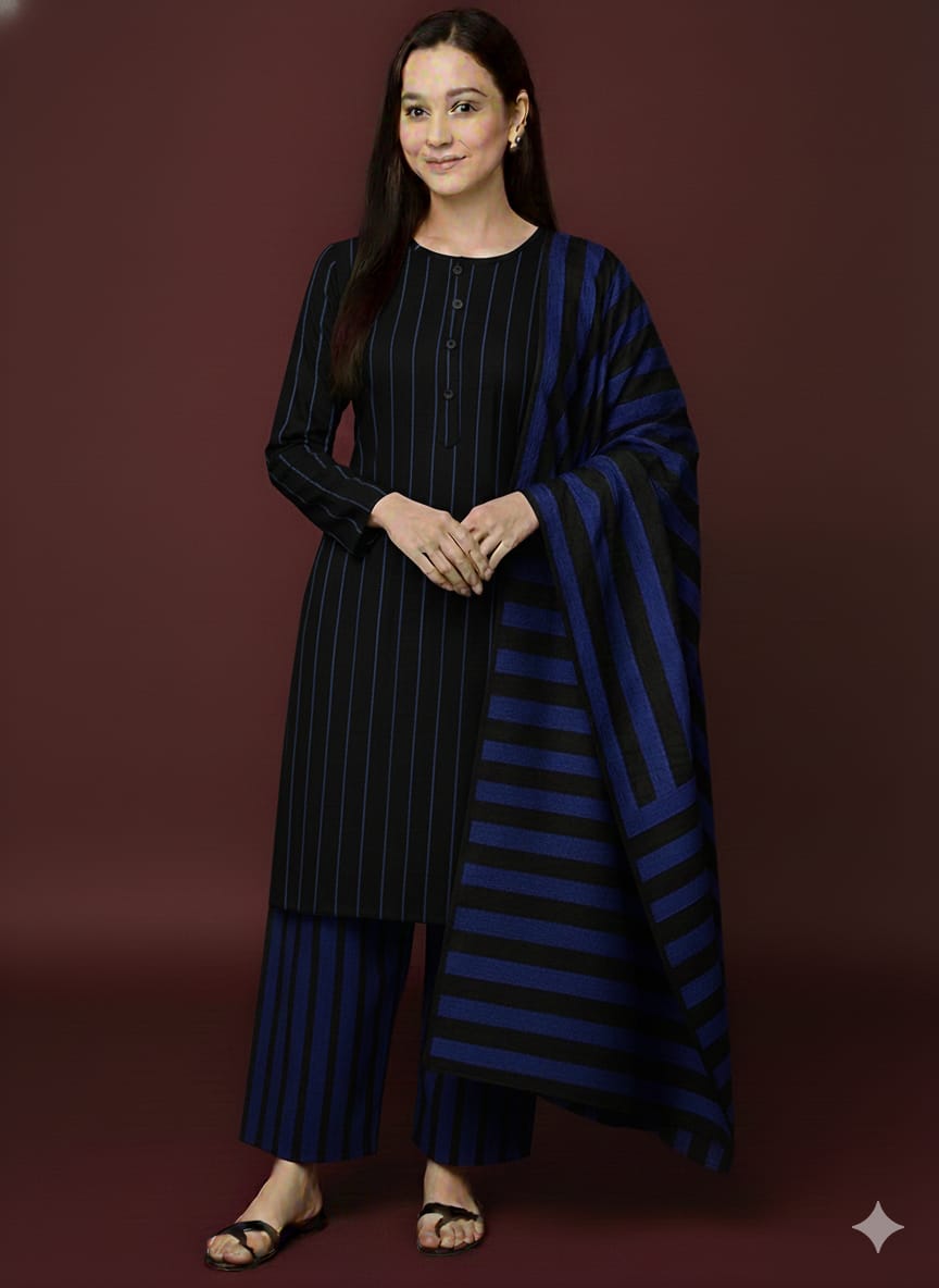 3pc Multani Susi Khaadi (Blue Black)