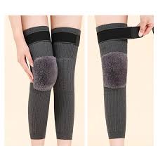 2 PCS Non-Slip Cashmere Wool Knee Pads Leg Warmer with Strap Adjustable for Men & Women